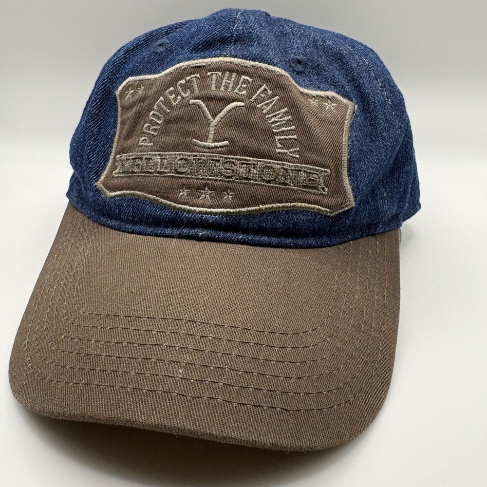 Yellowstone TV Show Denim Baseball Cap Hat Protect The Family Dutton Ranch Blue